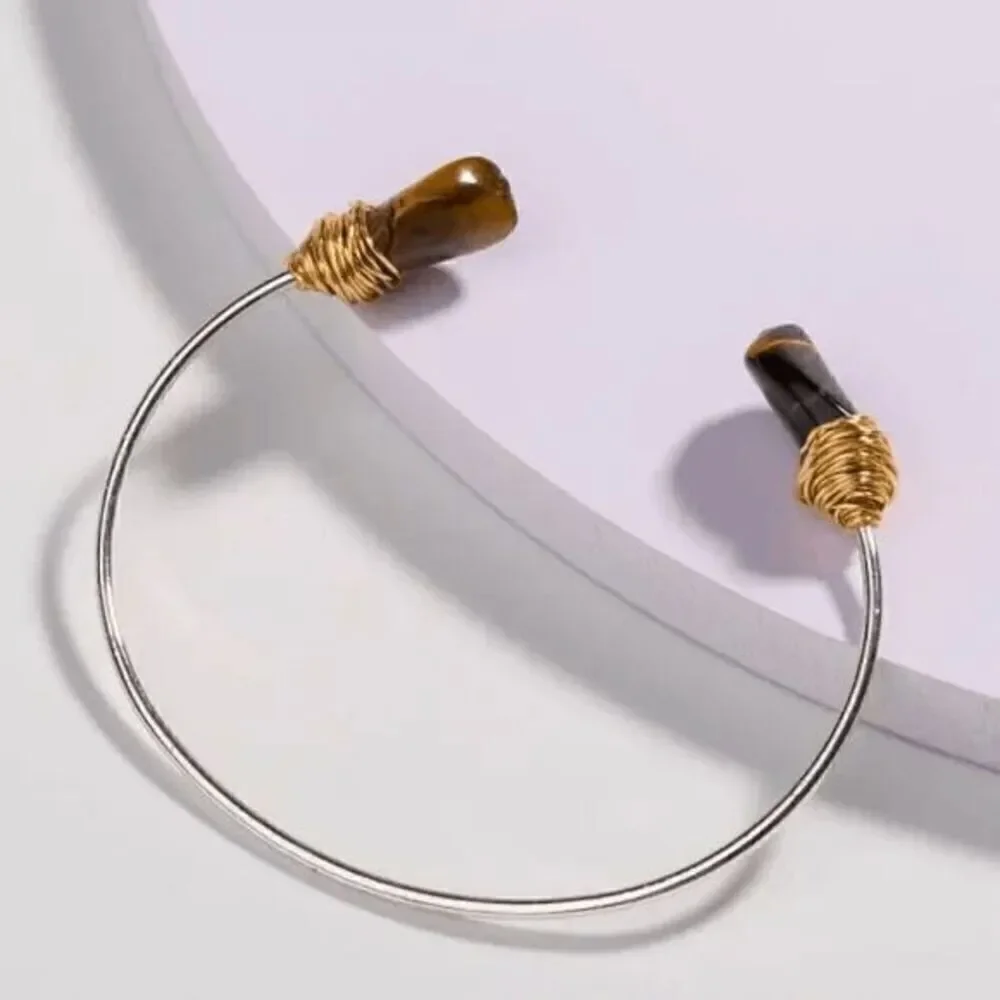 Brown Stone Pattern Fashionable Ladies Stone Bracelet